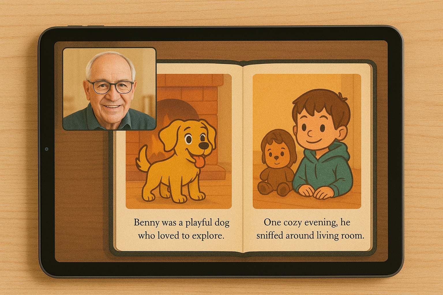 Read and share - grandparent reading a story with a child over video chat